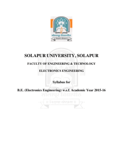 SOLAPUR UNIVERSITY, SOLAPUR Syllabus for B.E. (Electronics Engineering) w.e.f. Academic Year 2015-16