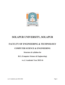      SOLAPUR UNIVERSITY, SOLAPUR FACULTY OF ENGINEERING &amp; TECHNOLOGY
