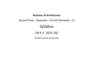 Syllabus  (W.E.F. 2015‐16)  Second Year ‐ Semester –III and Semester –IV  Bachelor of Architecture 