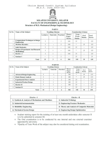 SOLAPUR UNIVERSITY, SOLAPUR FACULTY OF ENGINEERING FACULTY OF ENGINEERING &amp; TECHNOLOGY