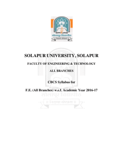 SOLAPUR UNIVERSITY, SOLAPUR CBCS Syllabus for