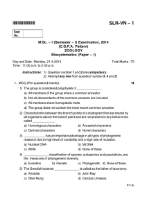 SLR-VN – 1 *SLRVN1* M.Sc. – I (Semester – I) Examination, 2014