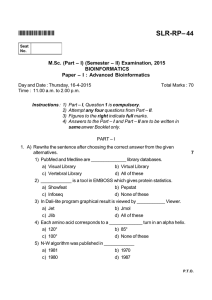 SLR-RP– 44 *SLRRP44* M.Sc. (Part – I) (Semester – II) Examination, 2015