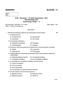 SLR-KK – 5 M.Sc. (Semester – II) (Old) Examination, 2014 BIOTECHNOLOGY