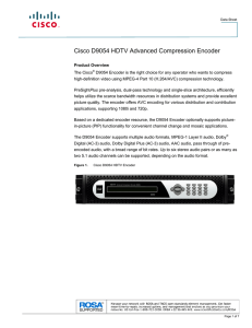 Cisco D9054 HDTV Advanced Compression Encoder