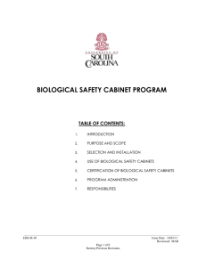 BIOLOGICAL SAFETY CABINET PROGRAM  TABLE OF CONTENTS: