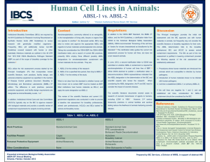 Human Cell Lines in Animals: ABSL-1 vs. ABSL-2 Regulations Introduction