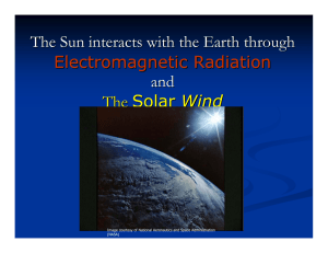 The Sun interacts with the Earth through Electromagnetic Radiation and Solar