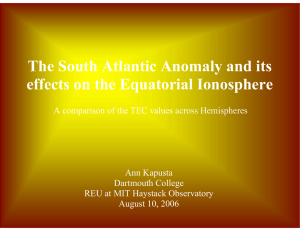 The South Atlantic Anomaly and its effects on the Equatorial Ionosphere
