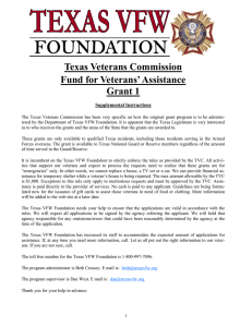 Texas Veterans Commission Fund for Veterans’ Assistance Grant 1 Supplemental Instructions