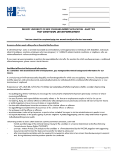 THE CITY UNIVERSITY OF NEW YORK EMPLOYMENT APPLICATION  -... POST-CONDITIONAL OFFER OF EMPLOYMENT