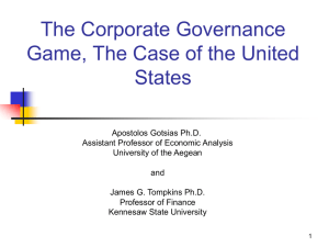 The Corporate Governance Game, The Case of the United States