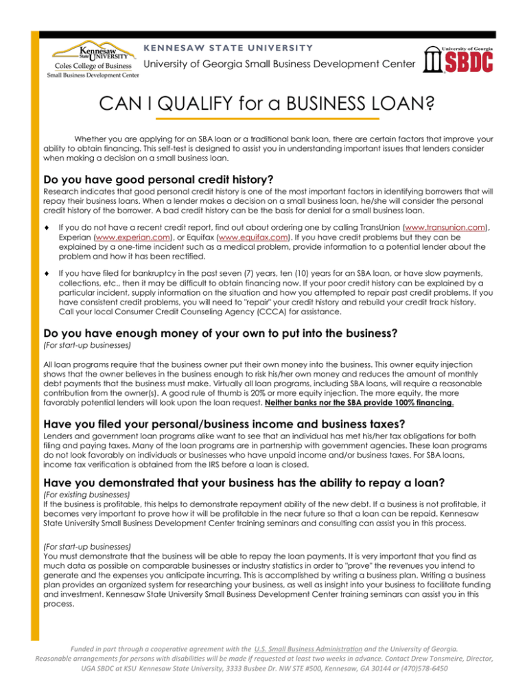 Qualifications For A Business Loan