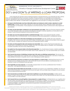 DO’s and DON’Ts of WRITING a LOAN PROPOSAL