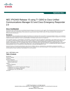 NEC IPX2400 Release 15 using T1 QSIG to Cisco Unified