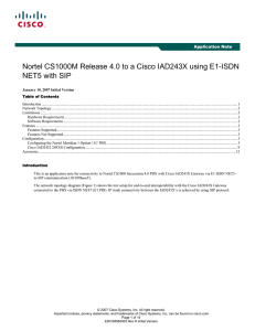 Nortel CS1000M Release 4.0 to a Cisco IAD243X using E1-ISDN