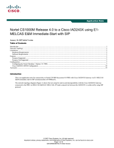 Nortel CS1000M Release 4.0 to a Cisco IAD243X using E1-