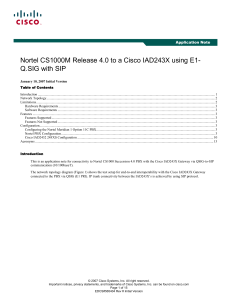 Nortel CS1000M Release 4.0 to a Cisco IAD243X using E1-