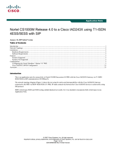 Nortel CS1000M Release 4.0 to a Cisco IAD243X using T1-ISDN