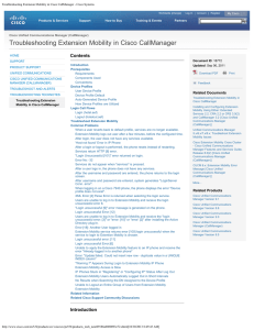 Troubleshooting Extension Mobility in Cisco CallManager Contents Related Documents