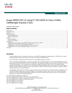 Avaya S8500 CM 3.0 using E1 ISO-QSIG to Cisco Unified