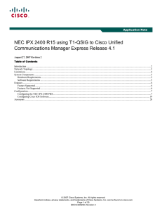 NEC IPX 2400 R15 using T1-QSIG to Cisco Unified Application Note