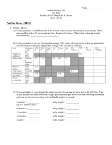 Name ________________ Animal Science 320 Fall 2012 Problem Set #9 Dogs/Cats &amp; Horses