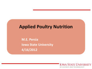 Applied Poultry Nutrition M.E. Persia Iowa State University 4/16/2012