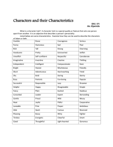 Characters and their Characteristics ENG 1P1 Ms. Efpatridis