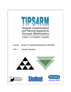 Course:  Grade 10 Applied Mathematics (MFM2P)