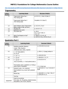 MBF3C1 Foundations for College Mathematics Course Outline