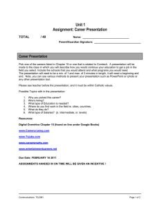 Unit 1 Assignment: Career Presentation Career Presentation