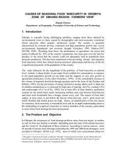 CAUSES OF SEASONAL FOOD  INSECURITY IN  OROMIYA