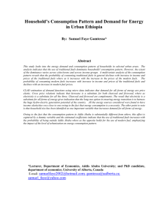 Household’s Consumption Pattern and Demand for Energy in Urban Ethiopia Abstract