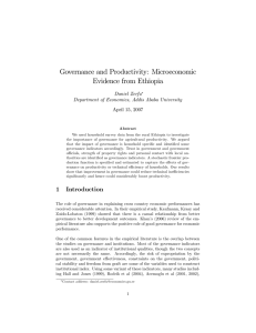 Governance and Productivity: Microeconomic Evidence from Ethiopia Daniel Zerfu