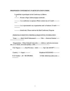 PROPOSED CONFERENCE PARTICIPATION FORM