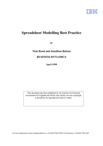 Spreadsheet Modelling Best Practice  Nick Read and Jonathan Batson BUSINESS DYNAMICS