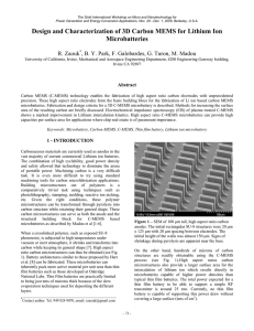 Design and Characterization of 3D Carbon MEMS for Lithium Ion Microbatteries