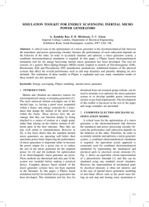 SIMULATION TOOLKIT FOR ENERGY SCAVENGING INERTIAL MICRO POWER GENERATORS