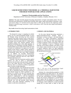 LIQUID SEMICONDUCTOR DIODE AS A THERMAL HARVESTER FOR HIGH TEMPARATURE APPLICATIONS