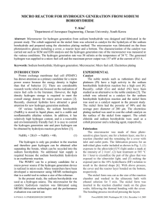 MICRO REACTOR FOR HYDROGEN GENERATION FROM SODIUM BOROHYDRIDE