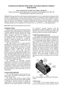 OVER RANGE PROTECTION FOR A TUNABLE KINETIC ENERGY HARVESTER