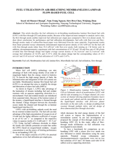 FUEL UTILIZATION IN AIR-BREATHING MEMBRANELESS LAMINAR FLOW-BASED FUEL CELL