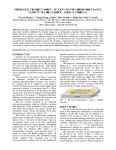 MICROELECTROMECHANICAL INDUCTORS WITH HIGH INDUCTANCE DENSITY VIA MECHANICAL ENERGY STORAGE