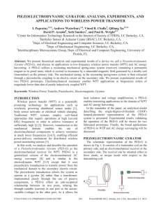 PIEZOELECTRODYNAMIC GYRATOR: ANALYSIS, EXPERIMENTS, AND APPLICATIONS TO WIRELESS POWER TRANSFER