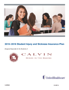 2015–2016 Student Injury and Sickness Insurance Plan 14-BR-MI