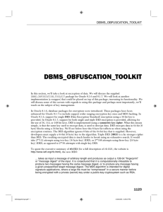 DBMS_OBFUSCATION_TOOLKIT