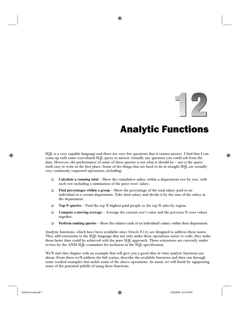 Oracle Sql Analytic Functions Examples