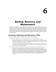 Backup, Recovery, and Maintenance