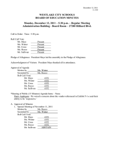 WESTLAKE CITY SCHOOLS BOARD OF EDUCATION MINUTES